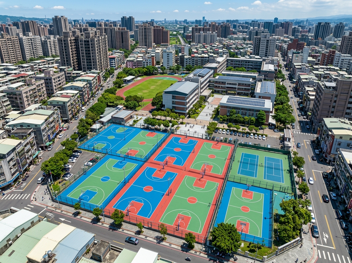 江门市学校塑胶跑道硅PU篮球场 - 一站式服务